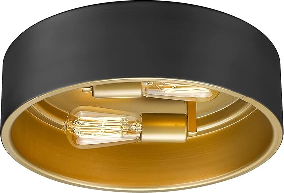 FEMILA 14inch Flush Mount Ceiling Light, 2-Light Close to Ceiling Light Fixture, Black Gold Finis... | Amazon (US)