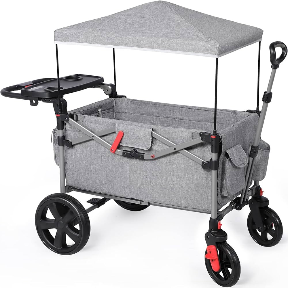EVER ADVANCED Foldable Wagons for Two Kids & Cargo, Collapsible Folding Stroller with Adjustable ... | Amazon (US)