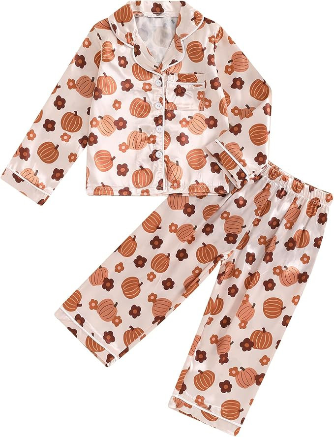 Kids Halloween Pajamas Toddler Boy Girl Cute Long Sleeve Button Up Shirt Top Long Pants Sleepwear... | Amazon (US)