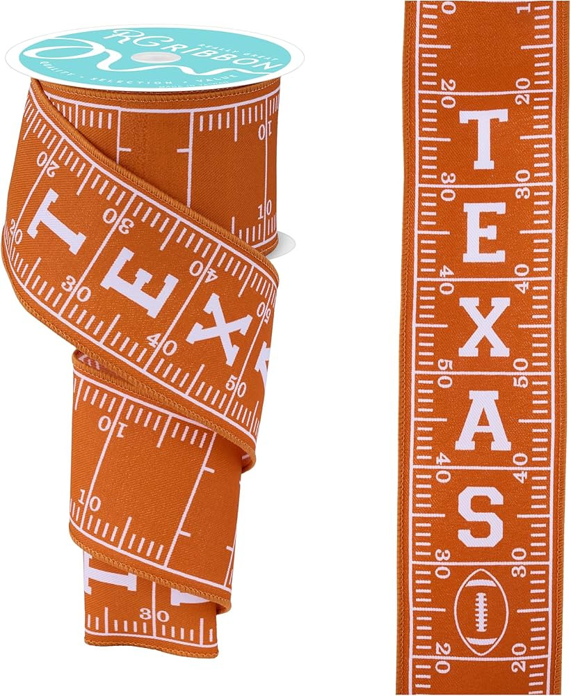 RG Ribbon Texas State-Themed Football Field Design, Wired Edges for Homecoming Mums, Gift Wrap, B... | Amazon (US)