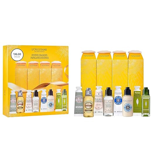 L’Occitane Festive Crackers Holiday Beauty Gift Set, Travel-Sized Skincare, Hand Creams, Shower... | Amazon (US)