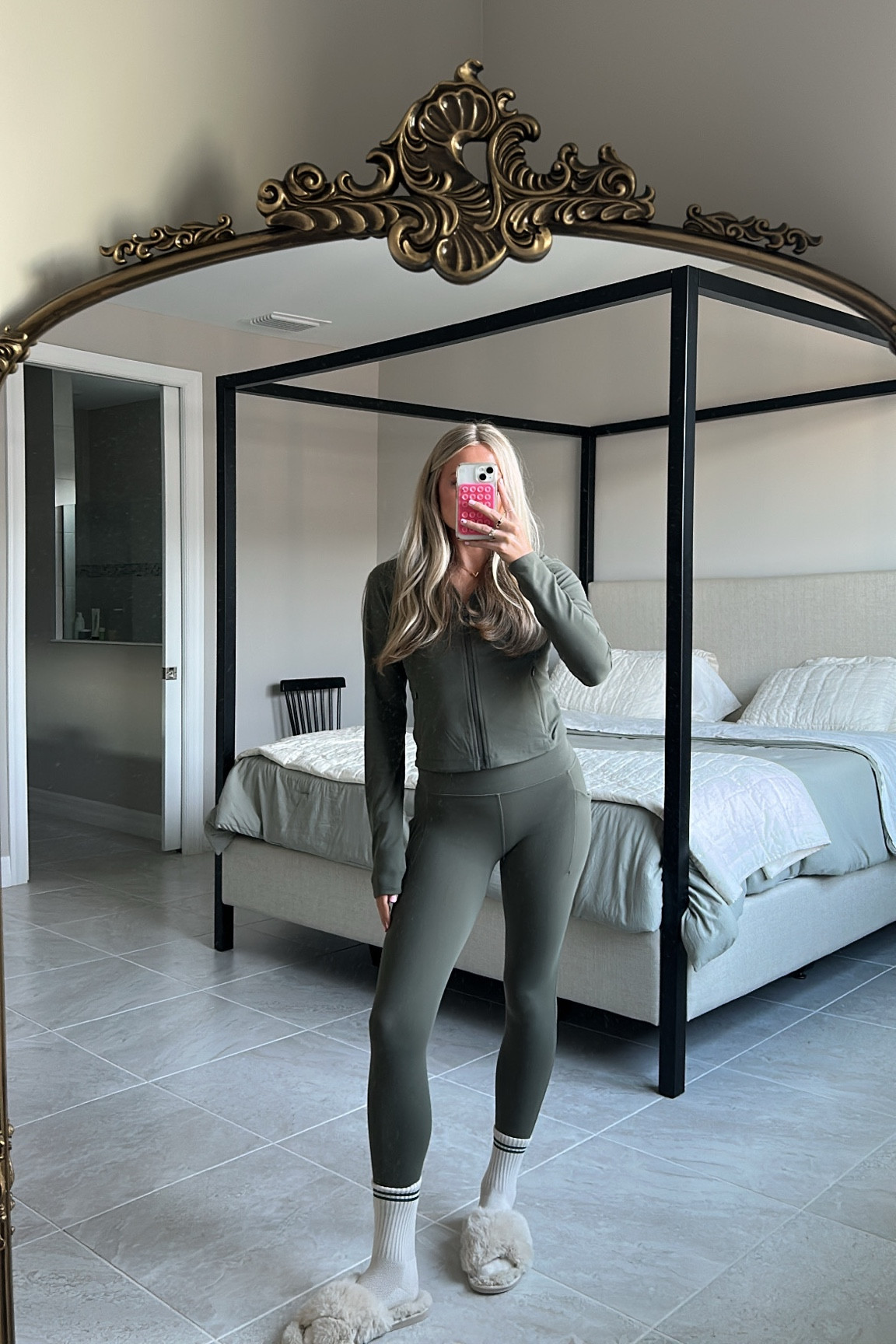 Athleta set! Jacket isn’t available in the olive green but they do have other colors! Leggings are 7/8 length — they also have capris & full 

#LTKActive