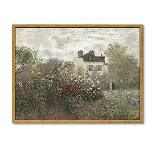 InSimSea Framed Canvas Wall Art Vintage Decor, Classical Home Room Decor The Artist's Garden in Argenteuil by Claude Monet, Kitchen Office Farmhouse Bathroom Decor Wall Art, 12"x16" | Amazon (US)
