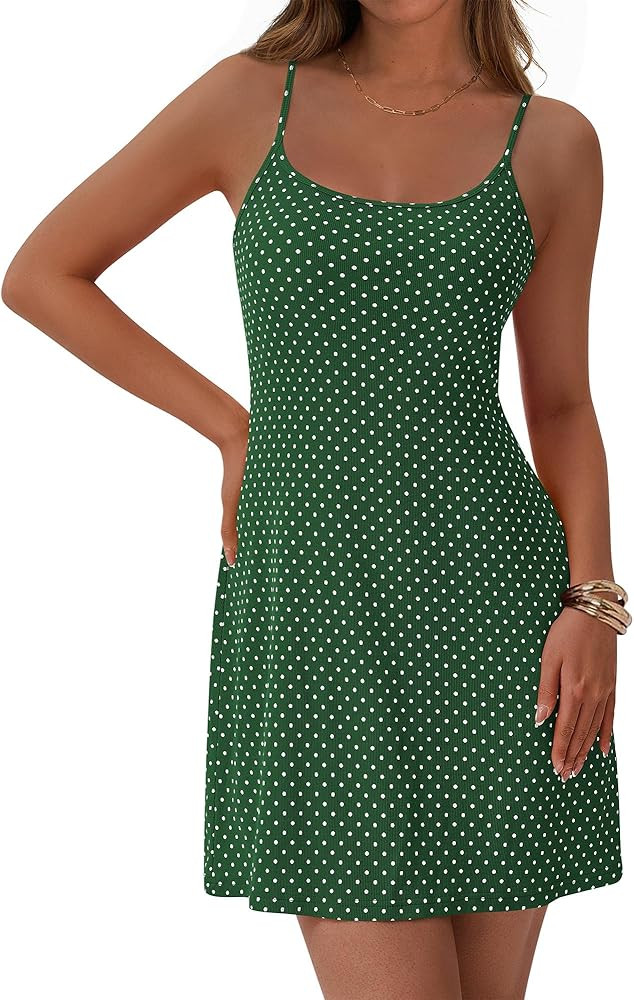 NOLLSOM Spring Dresses for Women 2026 Casual Spaghetti Strap Bodycon Mini Dress Beach Vacation Ou... | Amazon (US)