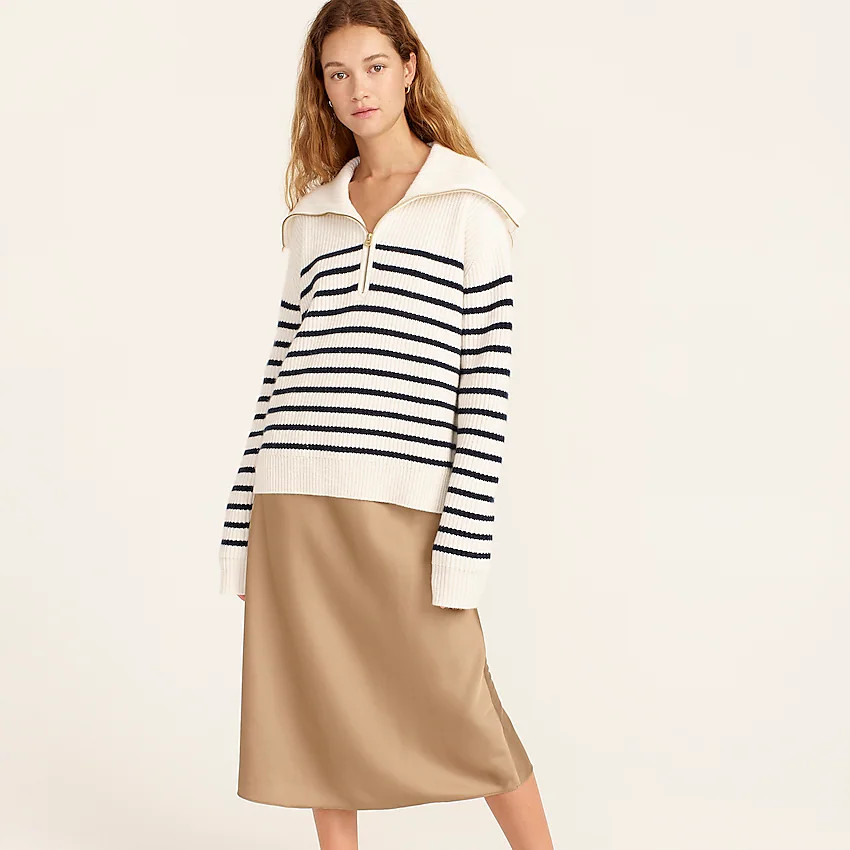 Cashmere half-zip pullover sweater in stripe | J. Crew US