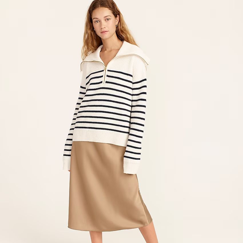 Cashmere half-zip pullover sweater in stripe | J.Crew US
