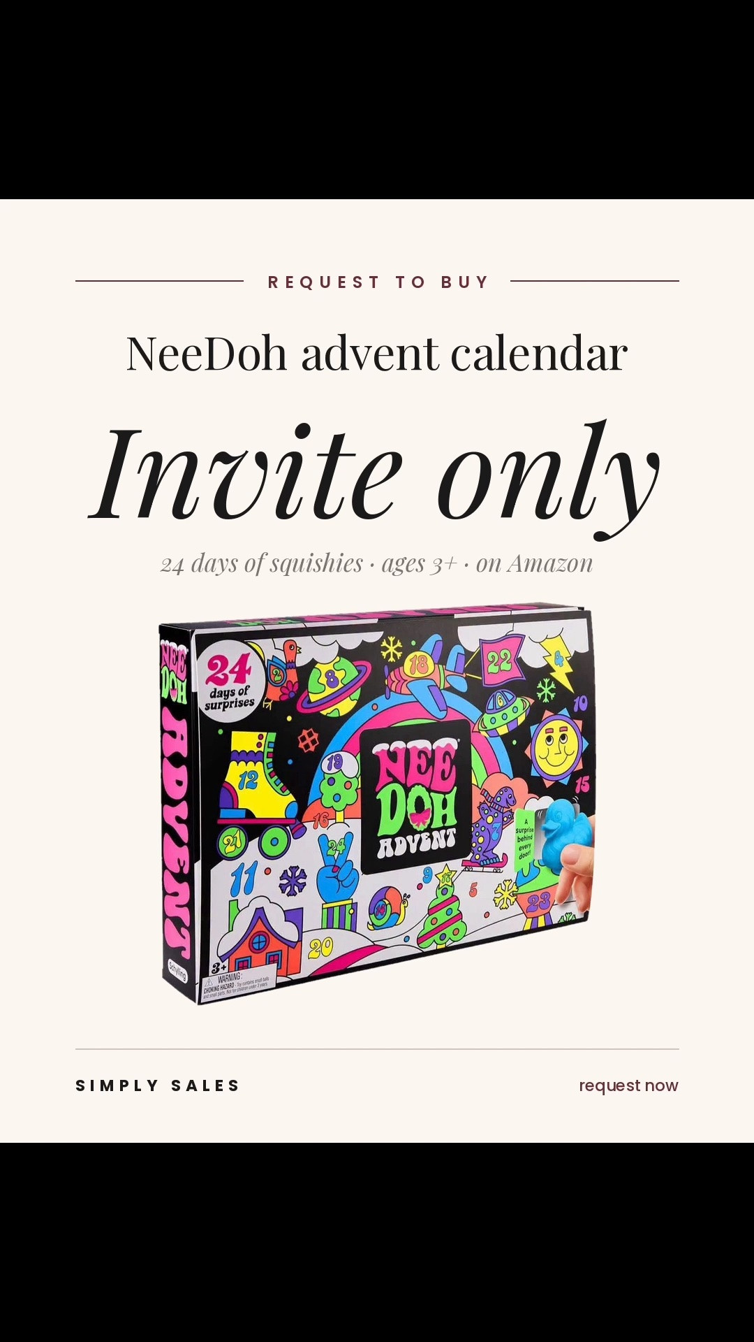 You have to REQUEST an invite to buy this one ⚡ The NeeDoh advent calendar, 24 doors with a different mini squishy behind each, ages 3+. Tap through, hit request invite, and Amazon emails you if you’re approved. Limited quantities so request now even if you’re undecided, you can always pass later.

NeeDoh, advent calendar, invite only deal, Amazon invite, sensory toys, fidget toys, Christmas countdown, gifts for kids, stocking stuffers, holiday gifts, squishy toys, Amazon finds

#LTKSeasonal #LTKKids #LTKSaleAlert