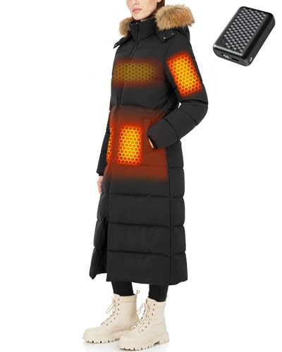 Women Heated Jacket Battery Pack Included Rechargeable 12v 7.4v Waterproof Coat Winter Warm Puffer Clothing Apparel Electric USB Self Thermal Vest Hoodie Down Insulated Long Parkas Black | Amazon (US)