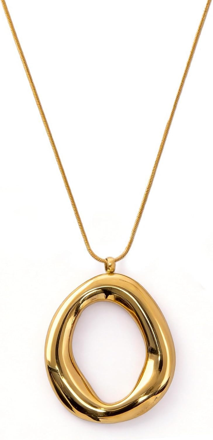 18K Gold Plated Irregular Pendant Chunky Statement Necklace for Women | Amazon (US)