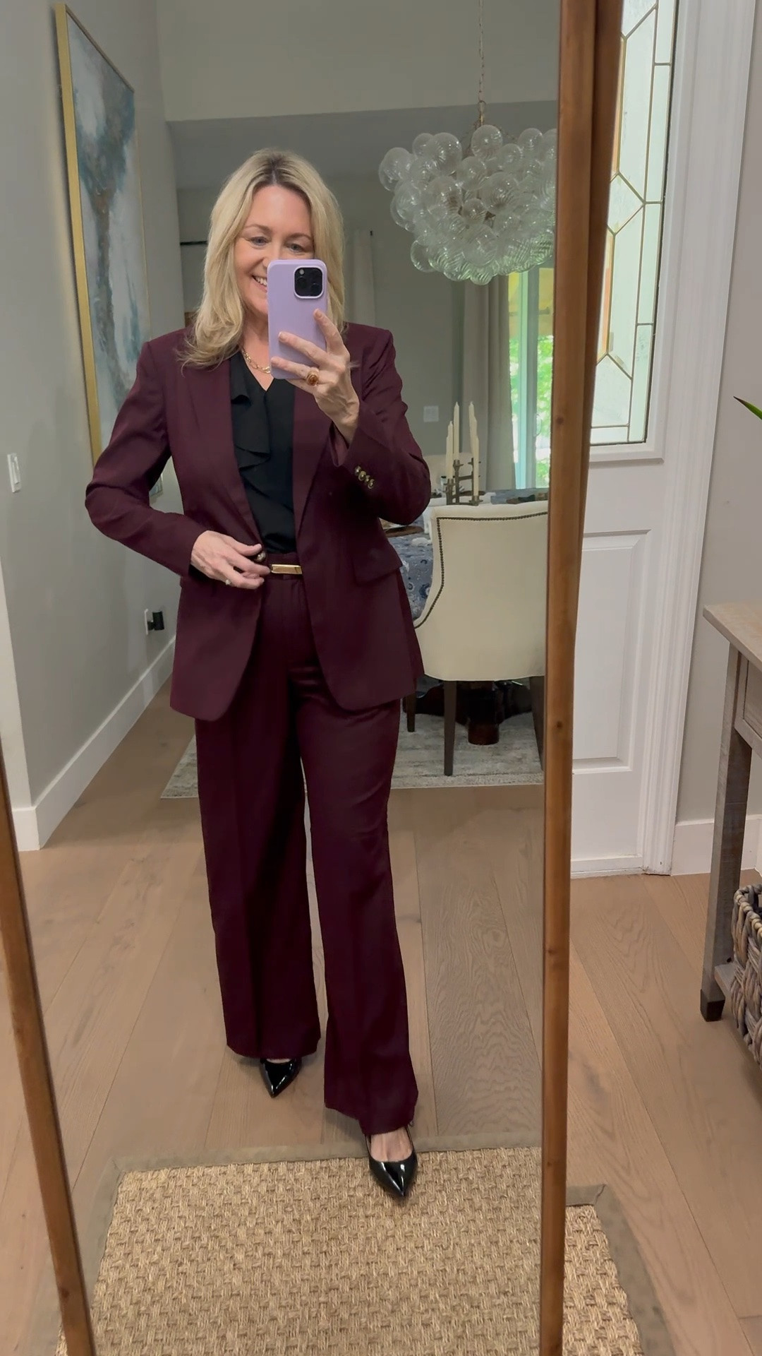 One of my favorite suits now on sale. Burgundy suit separates, work outfit, workwear. ￼
#ThisisAnn

#LTKWorkwear #LTKdayinmylife #LTKootd