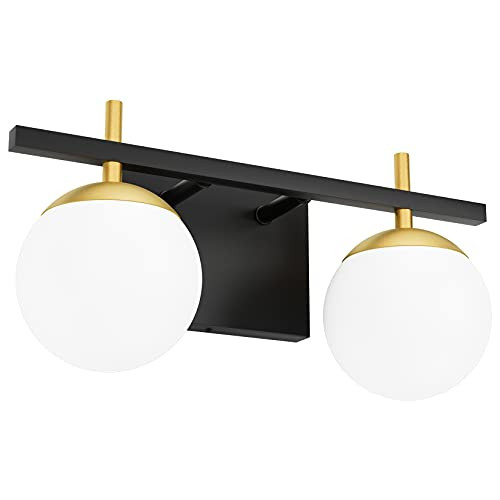 Ralbay Black Gold Bathroom Vanity Light 2-Light Mid Century Modern Bathroom Light Fixture Black/Gold | Amazon (US)