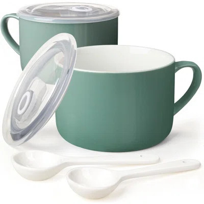 Soup Bowls with Handles & Spoons, 30oz Ceramic Ramen Bowl with Lid, Large Soup Mugs/Cups | Wayfair North America