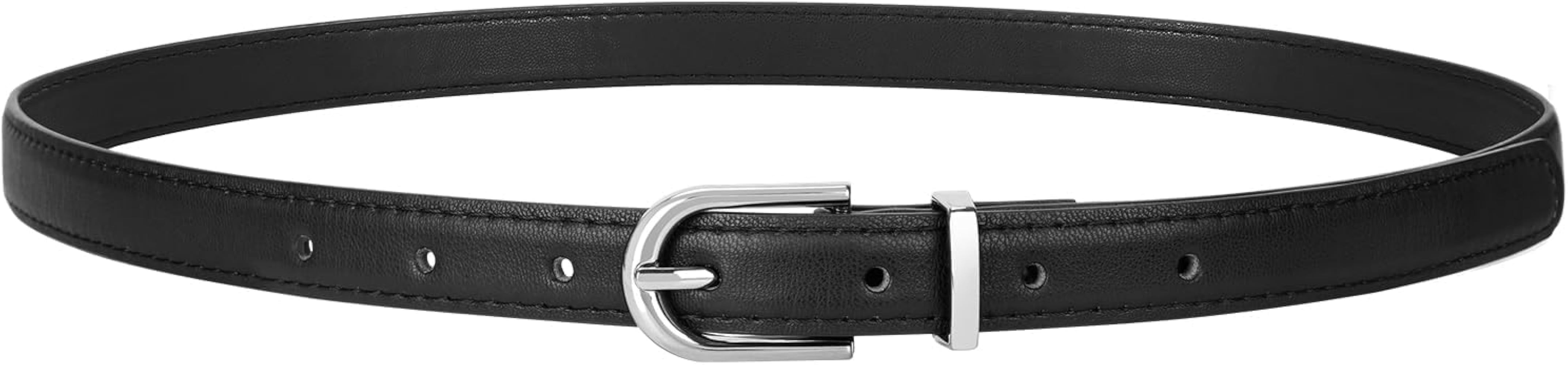 JASGOOD Womens Skinny Leather Belt Ladies Thin Faux Leather Belt with Gold/Silver Buckle for Jean... | Amazon (US)