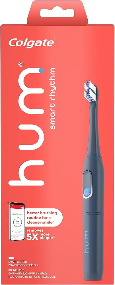 hum by Colgate Smart Rhythm Sonic Toothbrush Kit, Battery-Powered, Slate Grey | Amazon (US)
