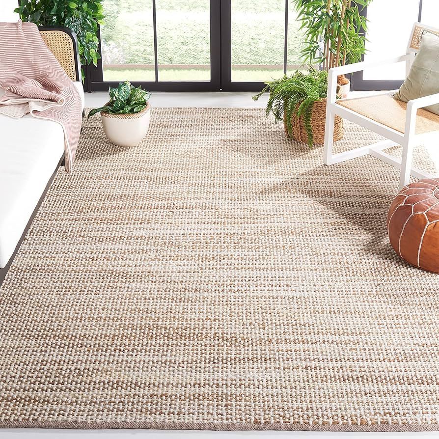 SAFAVIEH Natura Collection Area Rug - 8' x 10', Natural & Beige, Handmade Farmhouse Coastal Boho ... | Amazon (US)