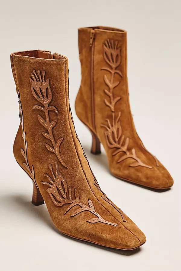 Leather Appliqué Ankle Boots | Anthropologie (US)