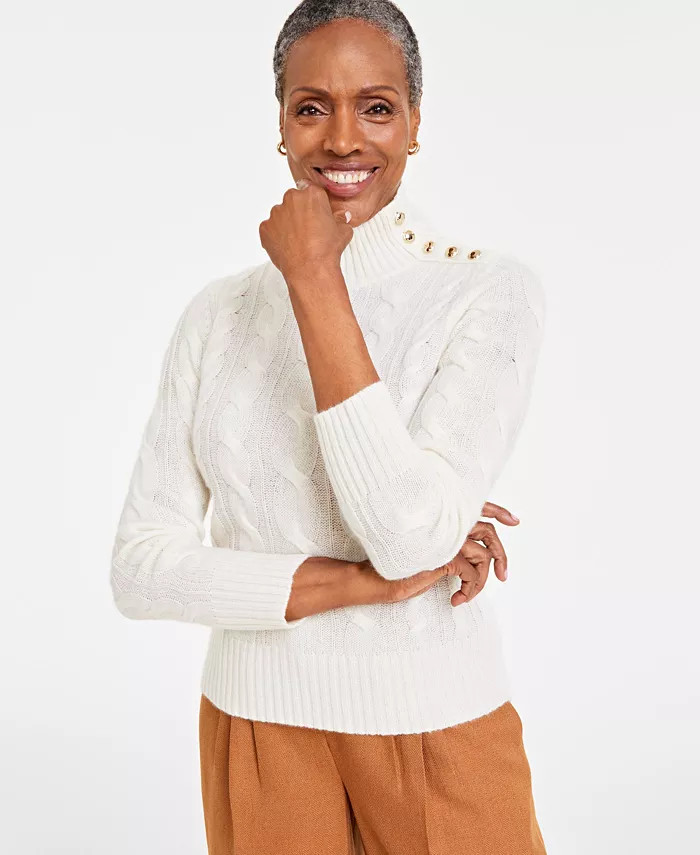 Charter Club Women's 100% Cashmere Mock Neck Sweater, Created for Macy's - Macy's | Macy's