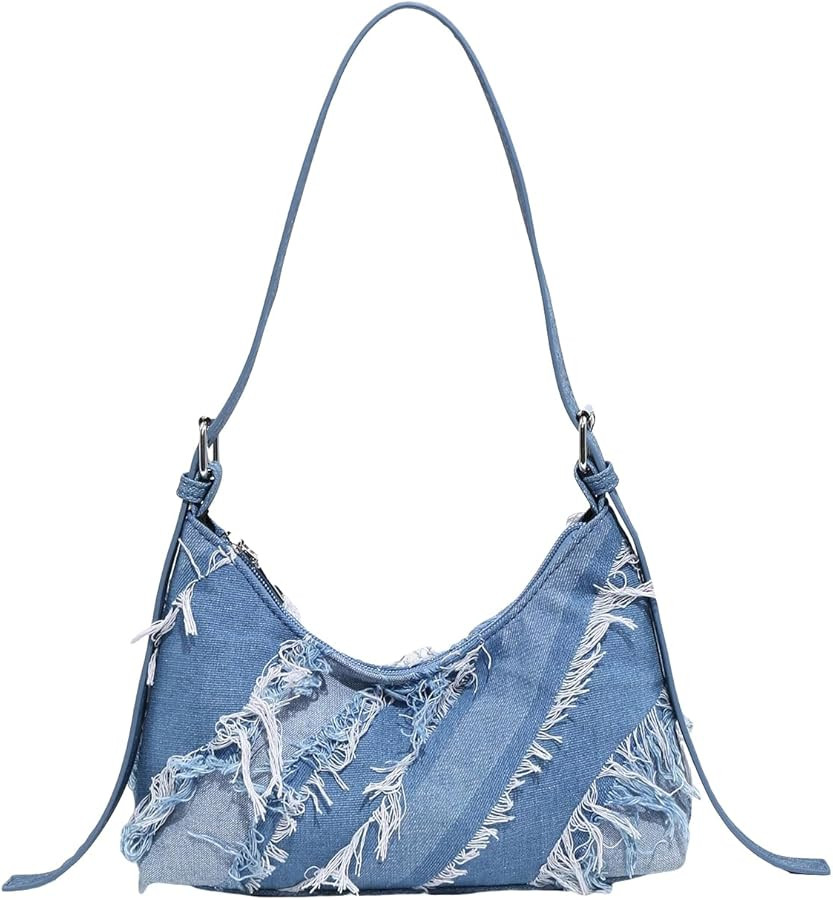 Verdusa Women's Denim Shoulder Bags Tote Handbag Hoho Purses with Adjustable Strap | Amazon (US)