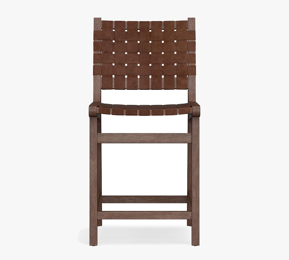Fenton Woven Leather Stool | Pottery Barn (US)