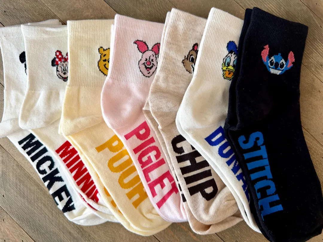Disney Character Socks \u2013 Mickey, Minnie, Pooh, Donald Stitch Piglet Chip Disneyland WDW Dcl ... | Etsy (Global)