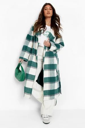 Check Wrap Maxi Wool Look | Boohoo.com (US & CA)