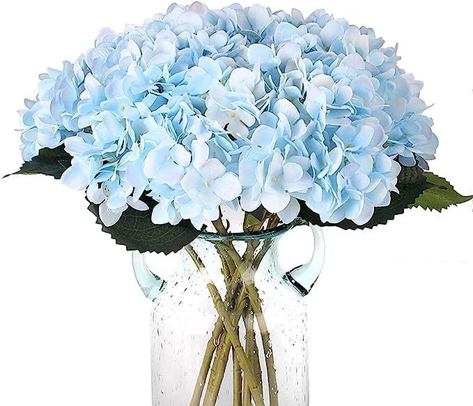 Kimura's Cabin Artificial Flower 6 pcs Blue Silk Hydrangea Flowers Bouquets Faux Hydrangea Stems ... | Amazon (US)