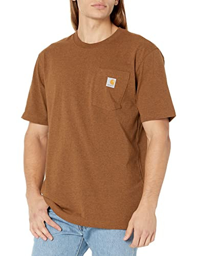 Carhartt Men's Standard Loose Fit Heavyweight Short-Sleeve Pocket T-Shirt (Also Available in Big & Tall), Oiled Walnut Heather, X-Large | Amazon (US)