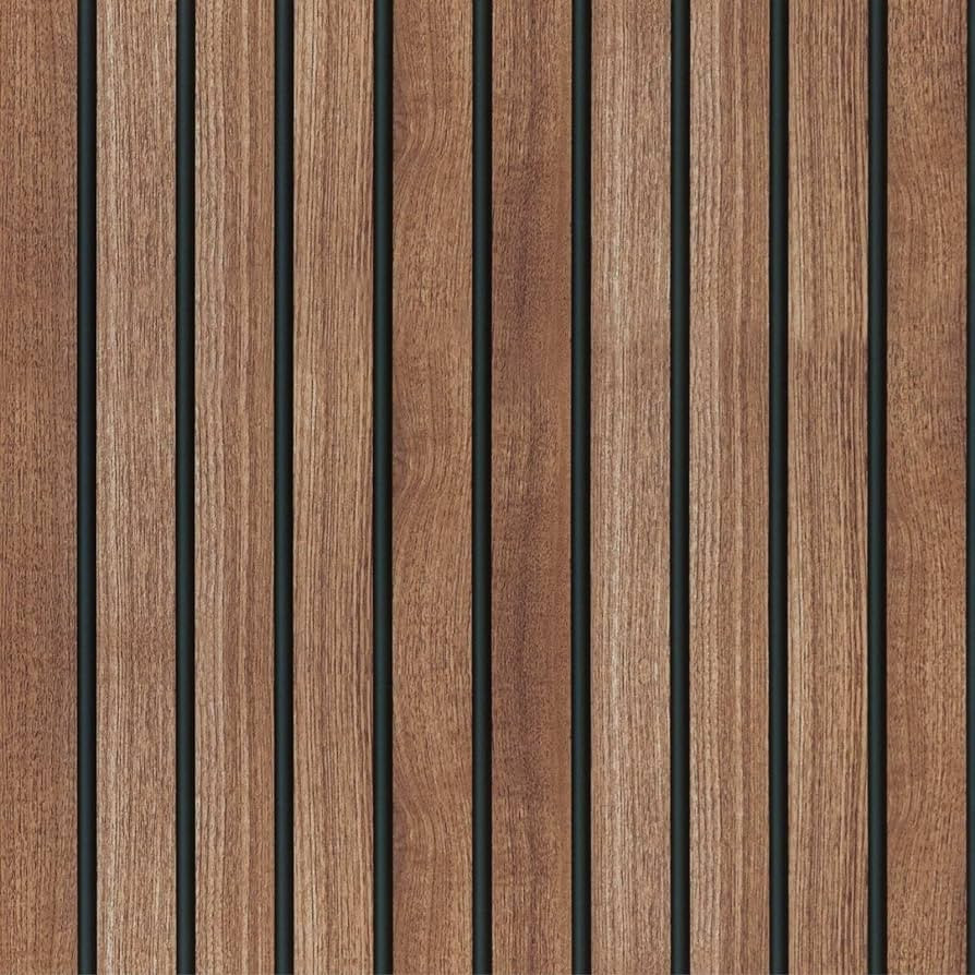 Abyssaly Wood Slat Wallpaper Peel and Stick, Brown Striped Wood Grain Contact Paper, Removable Se... | Amazon (US)
