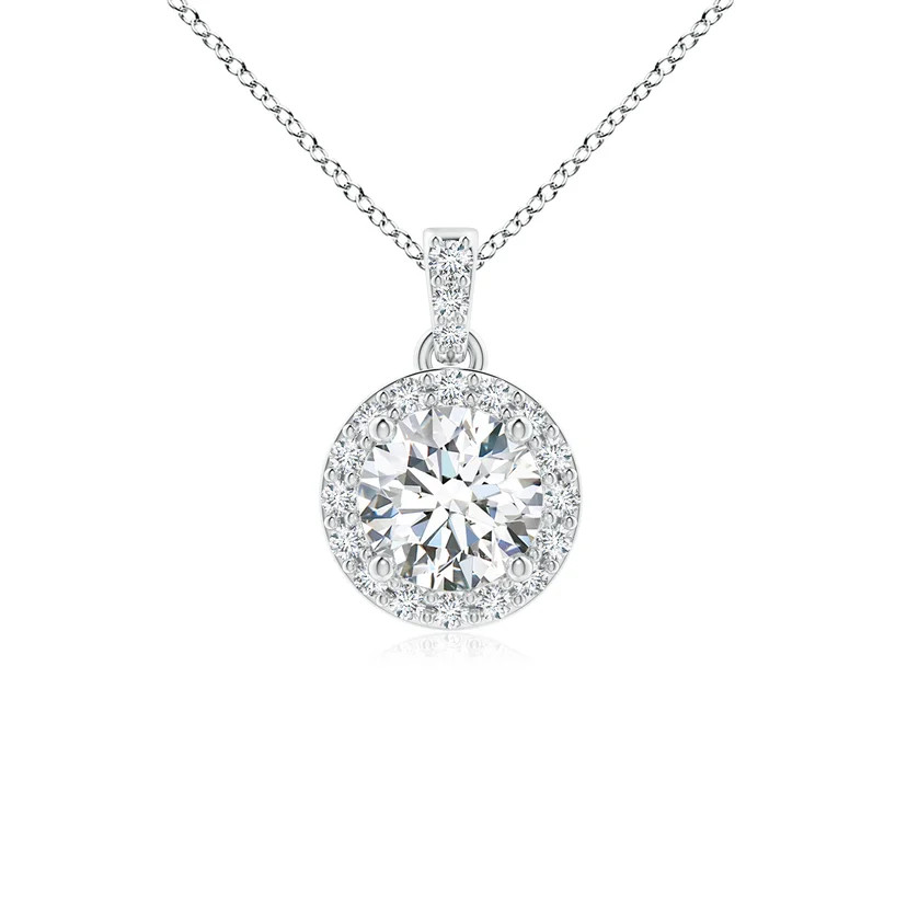 Lab-Grown Round Diamond Dangle Pendant with Halo | Angara Inc.