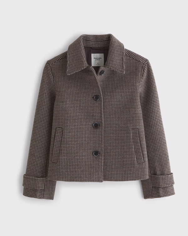 Women's Short Wool-Blend Coat | Women's Clearance | Abercrombie.com | Abercrombie & Fitch (US)