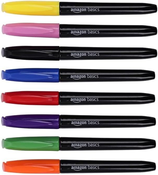Amazon Basics Fabric Markers, Assorted Colors, 8-Pack | Amazon (US)