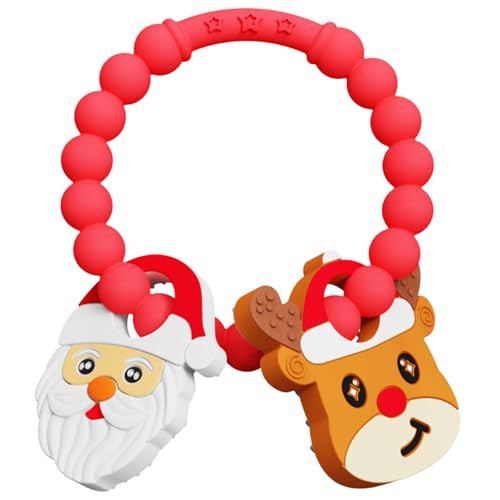 Christmas Baby Teething Ring Toys – Santa Claus & Reindeer Teethers for Newborns, Infants & Toddlers – Sensory Chew Bracelet for Teething Relief – Perfect Baby’s First Christmas Stocking Stuffers | Amazon (US)