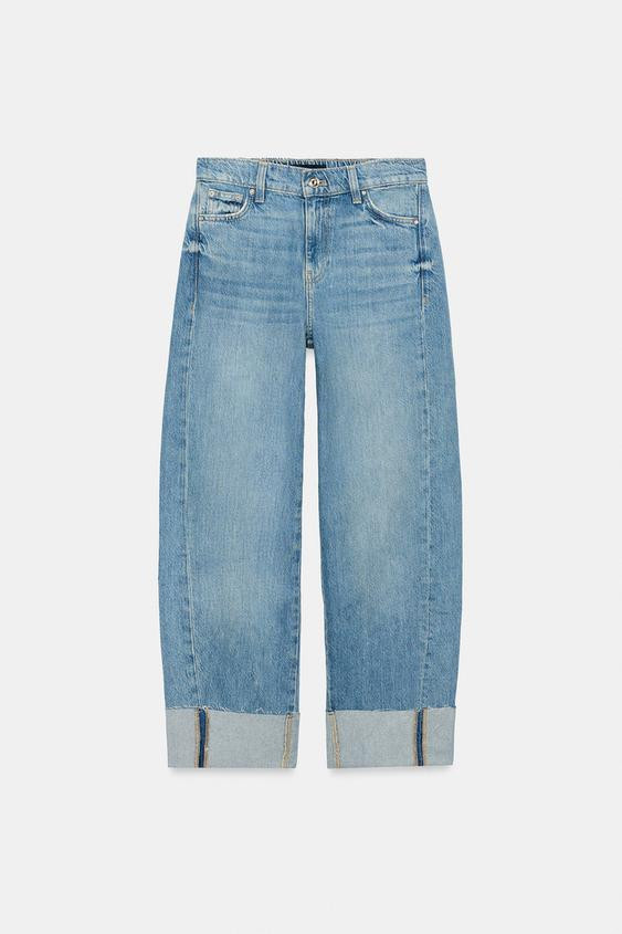Zara - Z1975 Mid-Rise Baggy Cuffed Jeans - Blue - 27 (Us 4) - Woman | Zara US