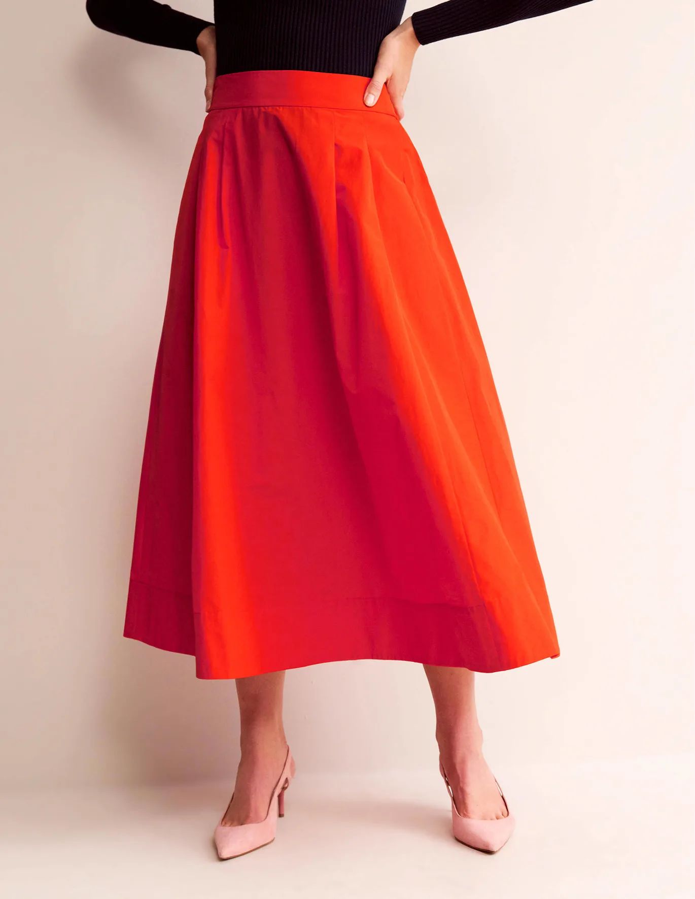 Taffeta Pull-on Midi Skirt | Boden (US)