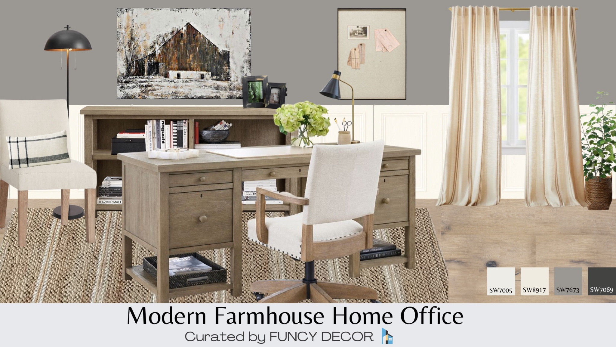 This gorgeous home office in decorated in the modern farmhouse style with key pieces from Pottery Barn and West Elm

#LTKFind #LTKstyletip #LTKhome