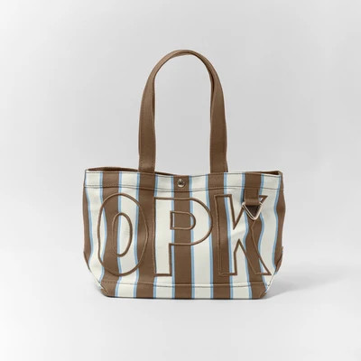 Striped Custom Alpha Tote - Hazelnut - Large | BaubleBar