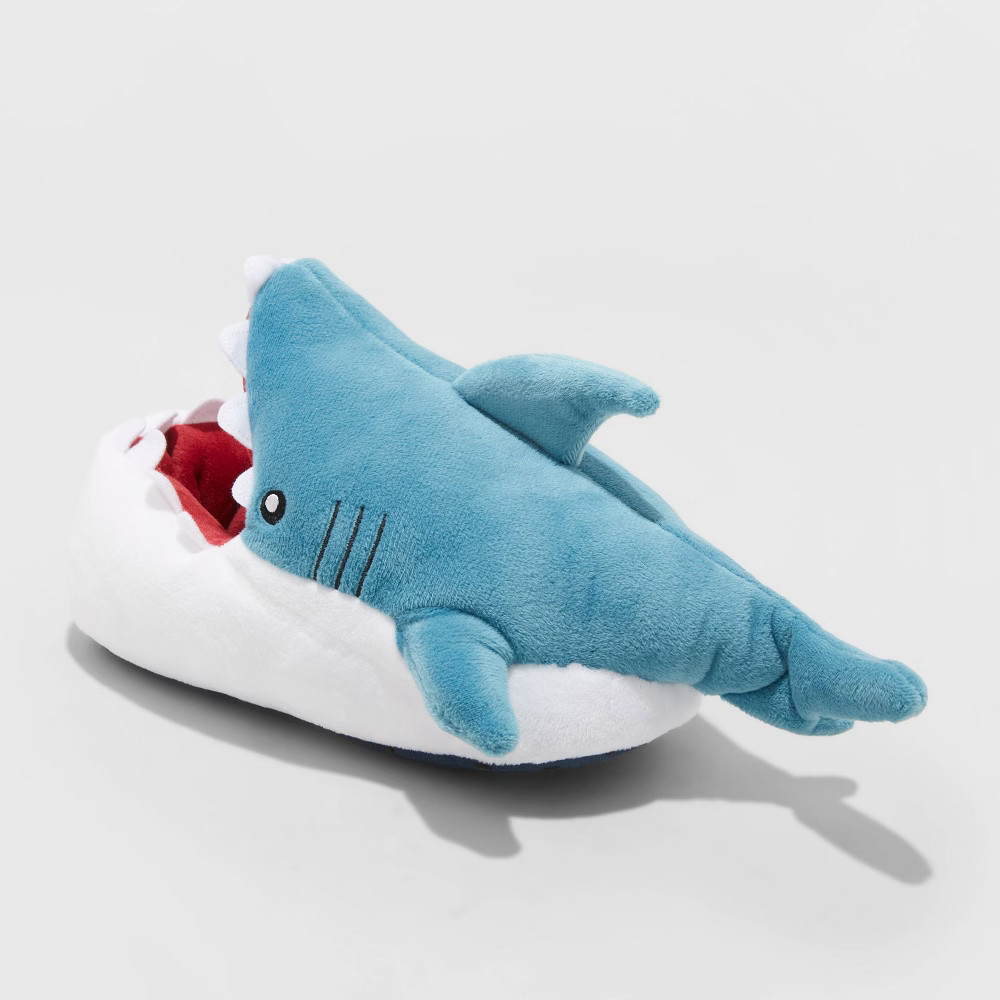 Boys' Knox Shark Plush Critter Bootie Slippers - Cat & Jack Blue S | Target