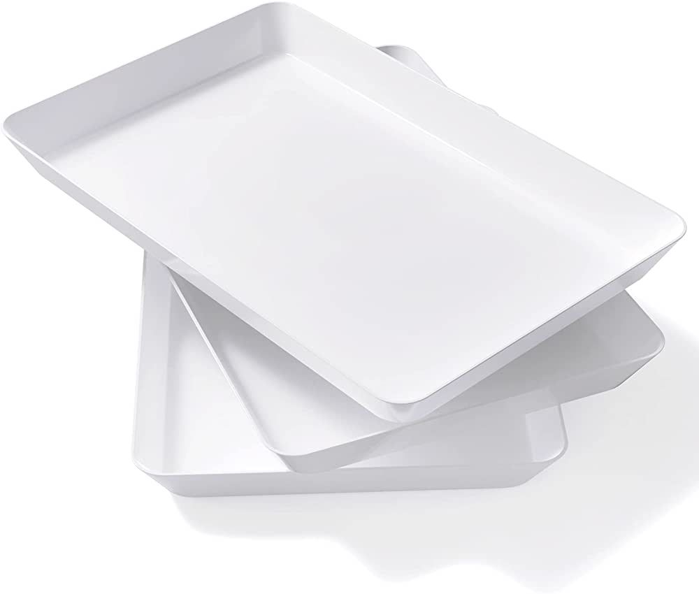 Lifewit Serving Tray Plastic for Party, 15" x 10" Platters for Serving Food, White Food Tray for ... | Amazon (US)