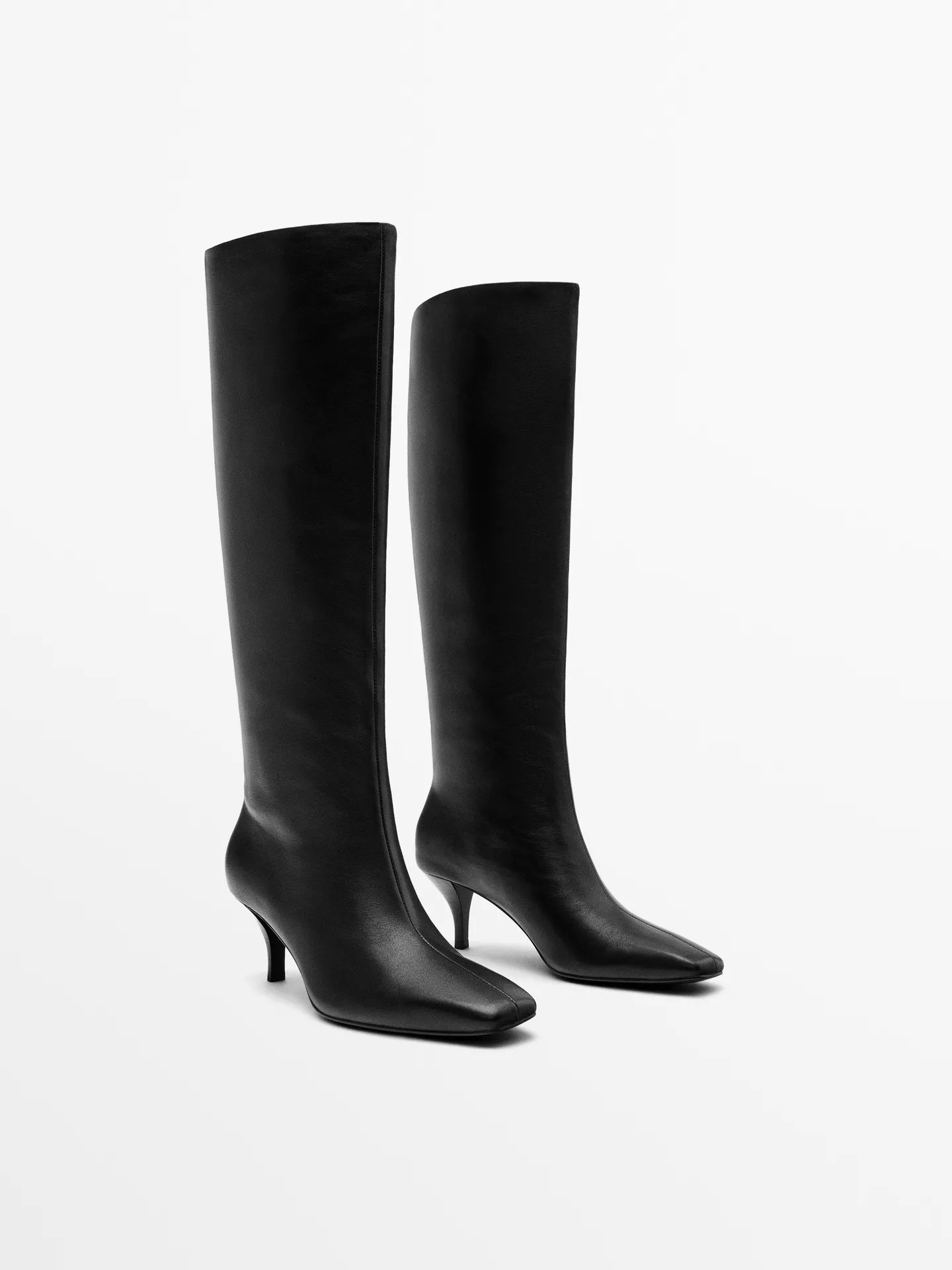 Leather stiletto heel boots | Massimo Dutti UK