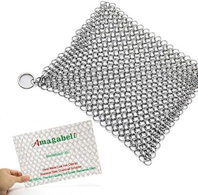 Amagabeli 8"x6" Stainless Steel Cast Iron Cleaner 316L Chainmail Scrubber for Cast Iron Pan Pre-S... | Amazon (US)