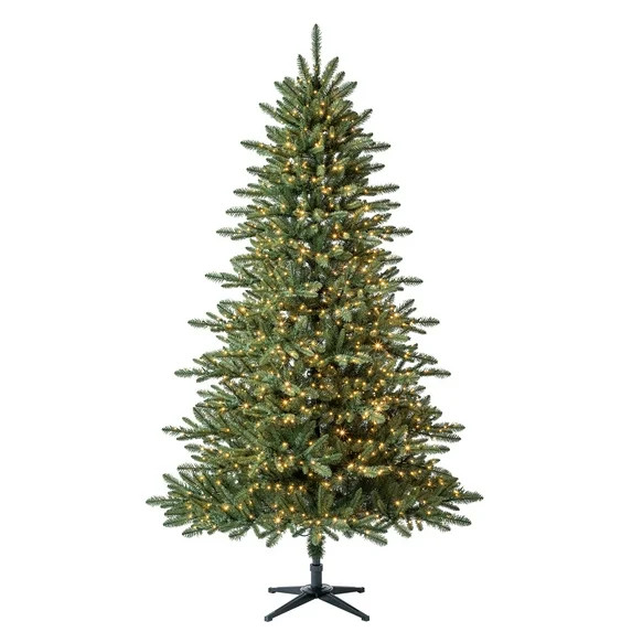 7.5' Pre-Lit Milford Pine Green Artificial Christmas Tree with LumaDazzle Color-Changing Twinkle ... | Walmart (US)