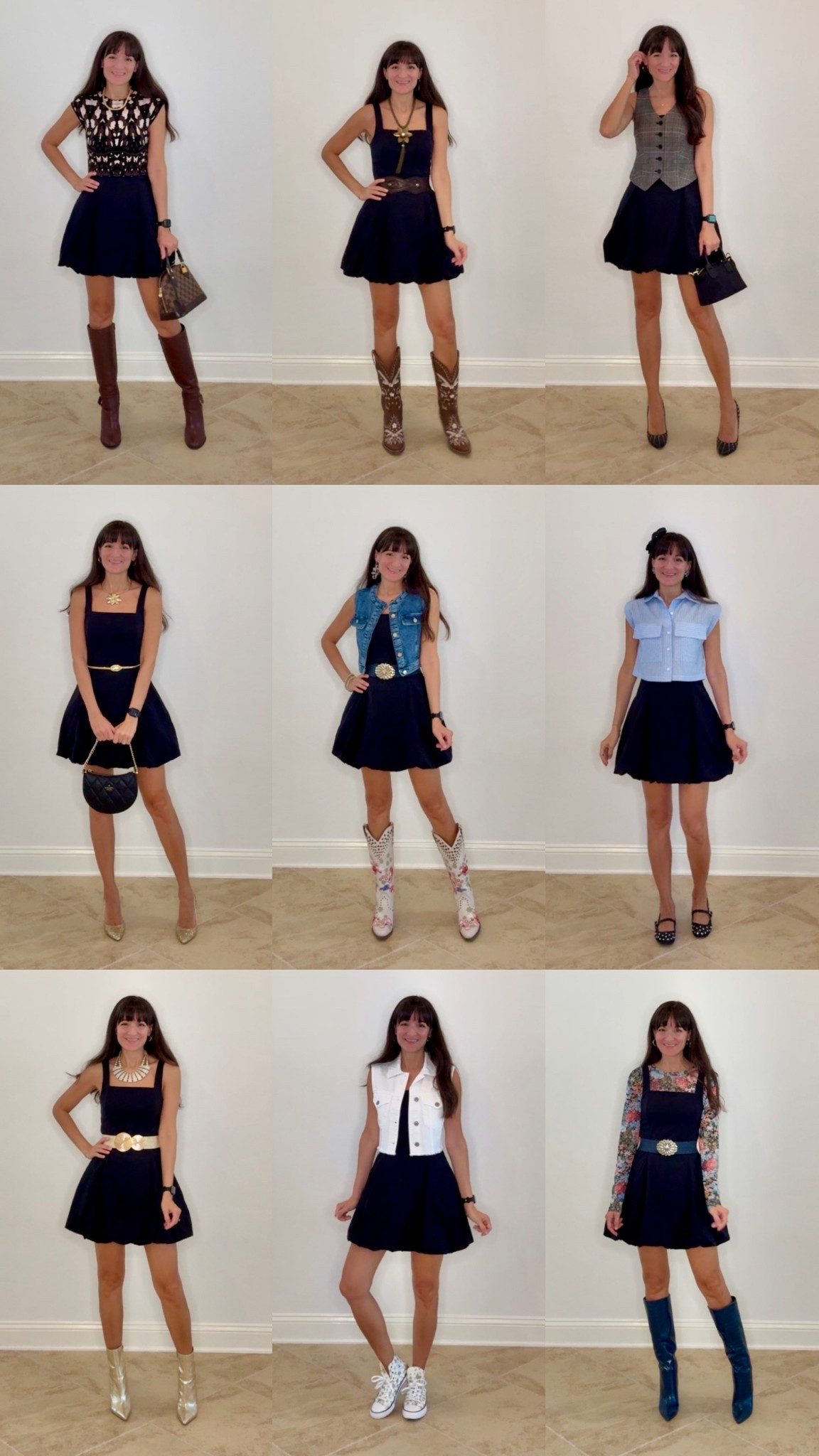 This black bubble hem dress is the perfect blank canvas for outfit remix!  It is currently on sale for 40% off at Abercrombie. Wearing my true size XS  

#LTKSaleAlert #LTKOver40 #LTKFindsUnder100