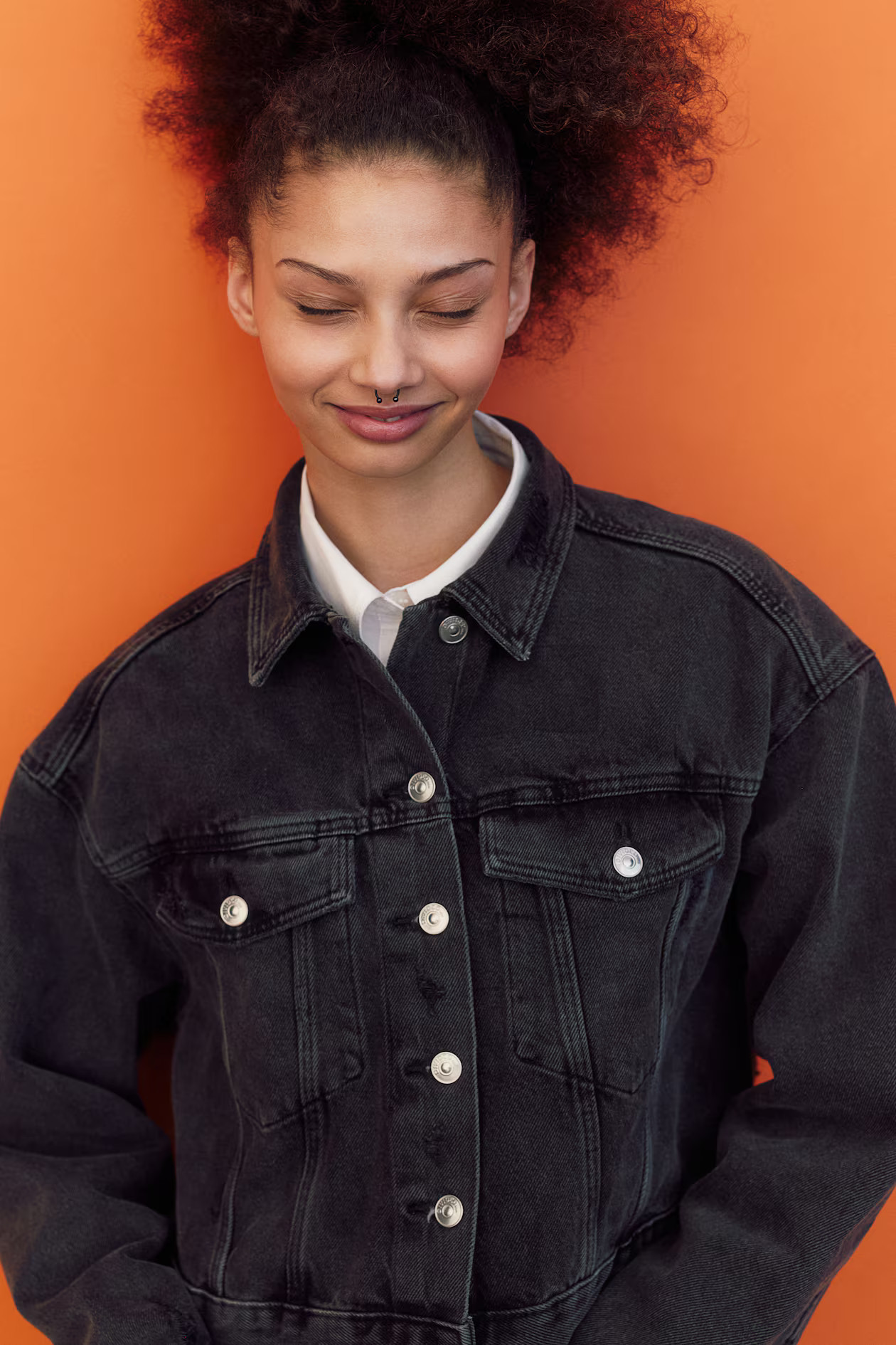 Short Denim Jacket - Long sleeve - Short - Black - Ladies | H&M US | H&M (US + CA)