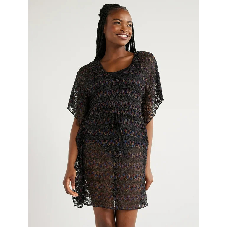 Time and Tru Women's and Women's Plus Crochet Kaftan Coverup, Sizes S-3X - Walmart.com | Walmart (US)