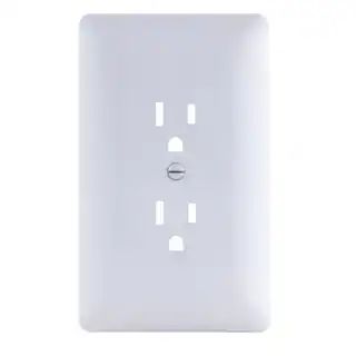 Commercial Electric 1-Gang Textured Plastic Duplex Outlet Wall Plate Cover-Up, White (Paintable) ... | The Home Depot