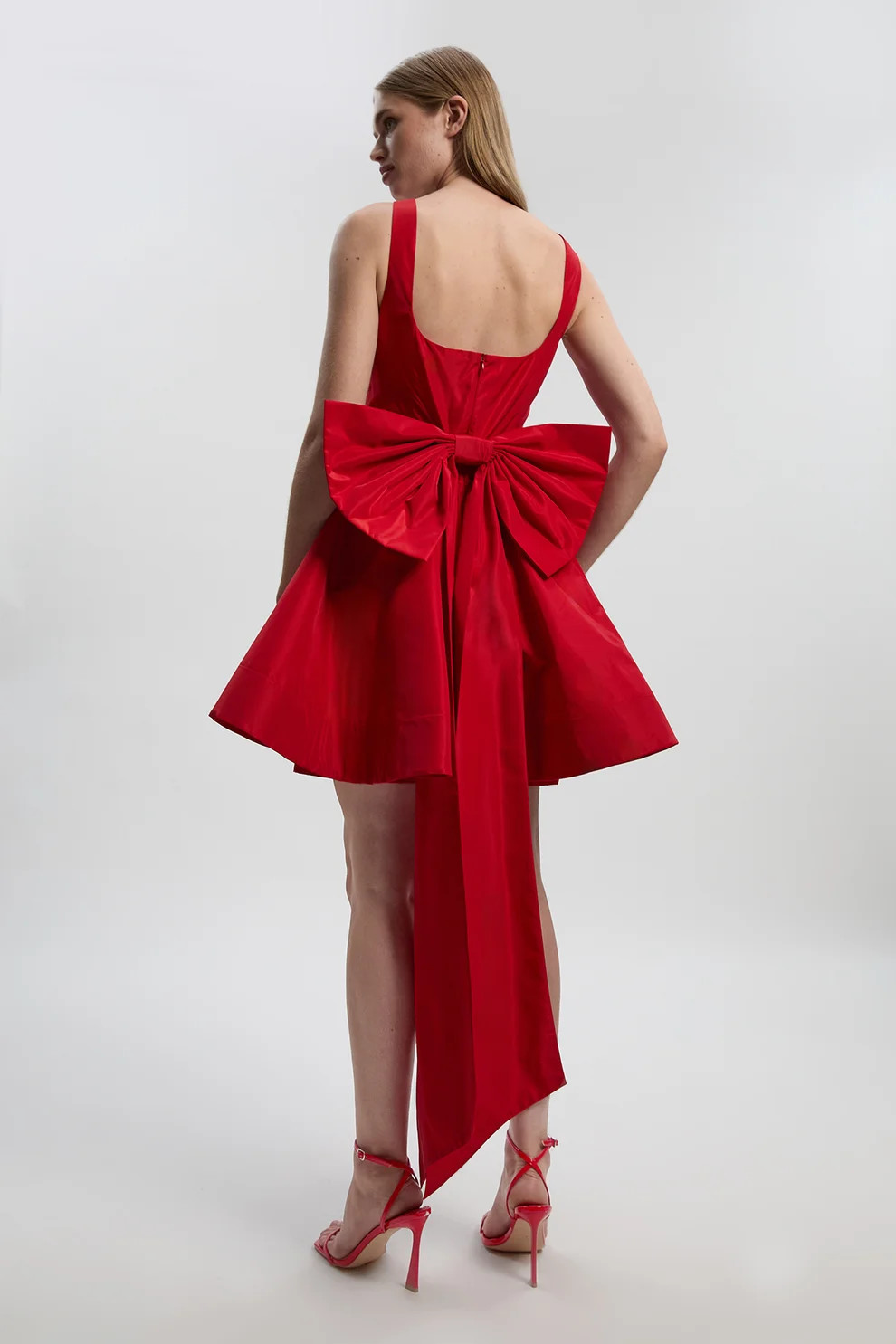 Drama Taffeta Full Skirt Woven Mini Dress | Karen Millen UK + IE + DE + NL