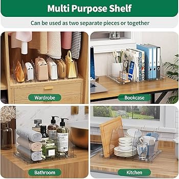 SPACEKEEPER Adjustable Shelf Divider for Closet,2 Pcs Clear Purse Organizer | Amazon (US)