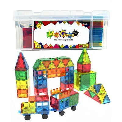 Mag Genius - 108 pieces of Magnetic Shaped Building Tiles STEM Authenticated Educational Toys | Target