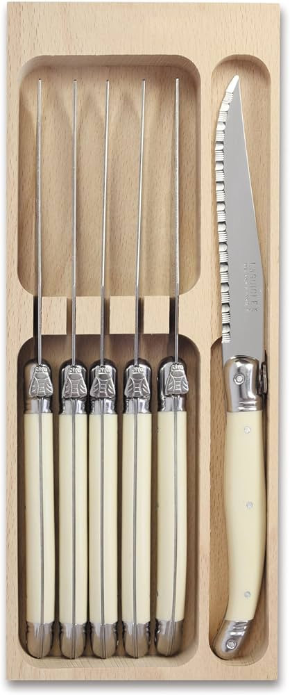 Andre Verdier Laguiole 6-Piece Steak Knife Set Debutant Collection Stainless-Steel and Resin Hand... | Amazon (US)