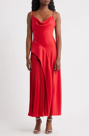 Raisa Pleat Detail Satin Slipdress | Nordstrom
